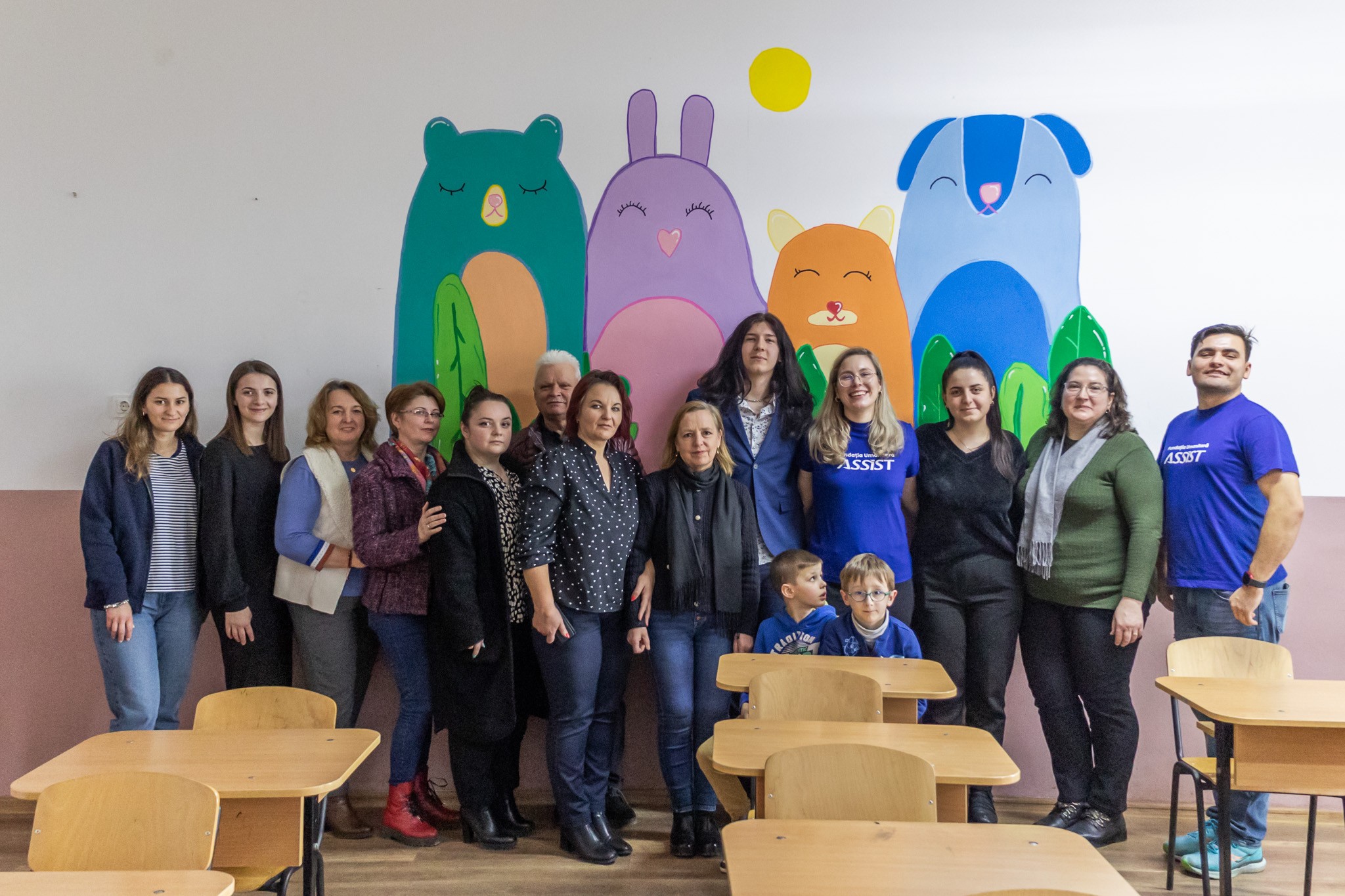 Teachers and volunteers at the Fantanele School