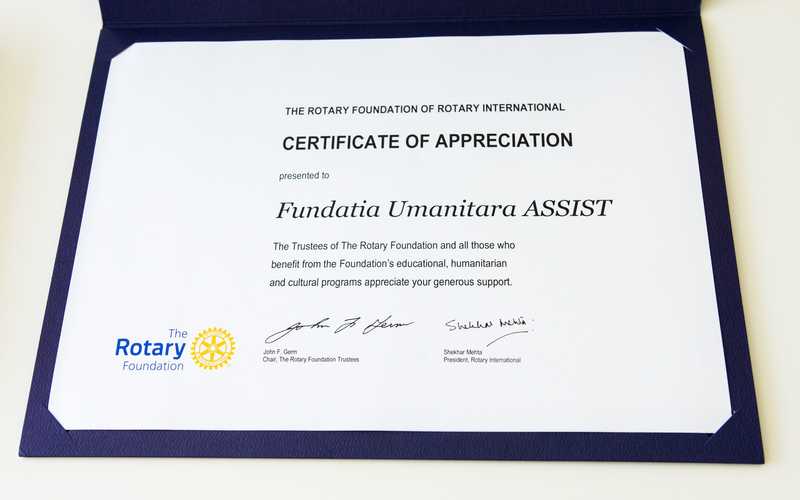 Rotary International awards Fundatia Umanitara ASSIST